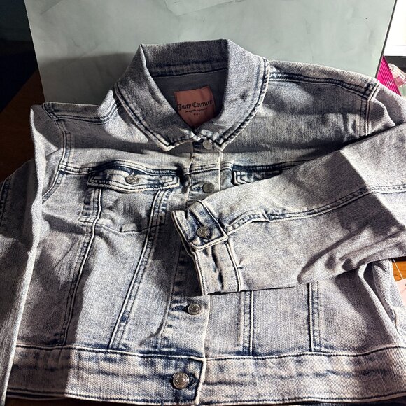 Brand New Juicy Couture Kids Blue Pink Tint Jean Jacket JCK014 Sz 12 - Picture 1 of 5
